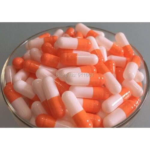 5,000pcs 0# !Orange-White Colored Empty Capsule!Gelatin Empty Capsule Size 0 (joined or seperated capsules available!)
