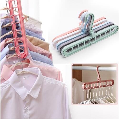 9 Holes Clothes Hanger Rack 360 Rotate Adjustable Hanging Storage Shelf Hooks Multifunction Laundry Drying Rack Organizer Hanger
