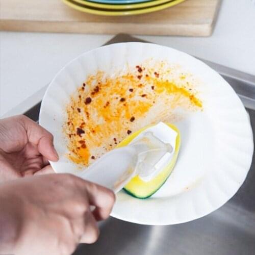 Dishes Scrub Brush Scouring Pad Automatically Refill Liquid Sponge Brushes Soap Dispenser Kitchen Cleaning Brush