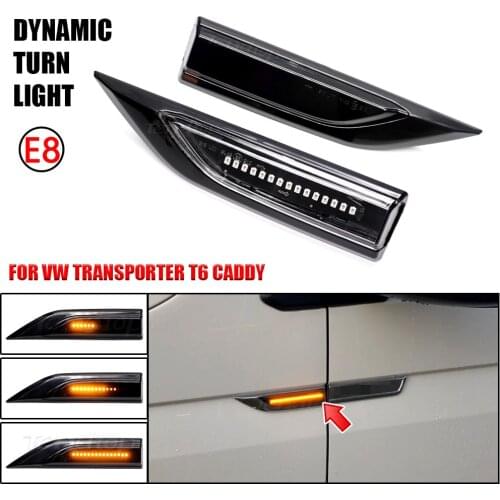 For VW Transporter T6 Multivan Caddy MK4 2015-2019 Dynamic Blinkers LED Turn Signal Sequential Flashing Light Side Marker Lamp