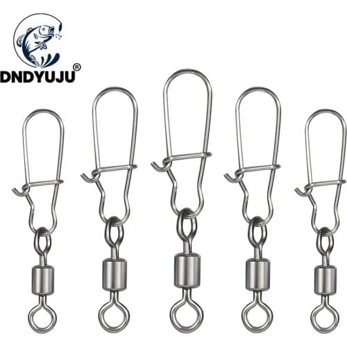 DNDYUJU 50PCS 2#-12# Fishing Accessories Eight-ring Connector Stainless Steel Snap Fishhook Swivels Tackle for Hooks Fishing