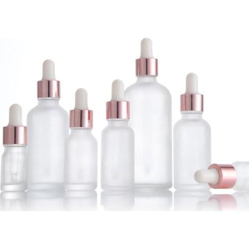 200pcs 5ml 10ml 15ml 20ml 30ml 50ml 100ml Frost White glass essential oil dropper bottle wtih piepette drop vials Containers Jar