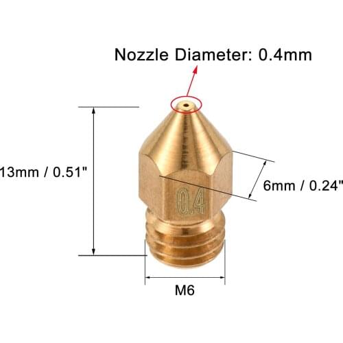 Uxcell 0.4mm 3D Printer Nozzle, 30pcs M6 Thread for MK8 3mm Extruder Print, Brass