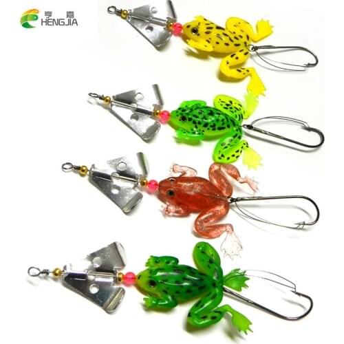 HENGJIA 100PCS 11.5CM 6.2G maple metal spinner spoon soft plastic frog fishing lures pike bass fishing bait pesca fishing tackle