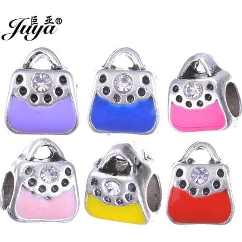 JUYA 10pcs/lot 9x10.7mm Alloy Metal Handbag Shape Spacer Beads Charms Pendant For Bracelet Necklace DIY Jewelry Handmade Making