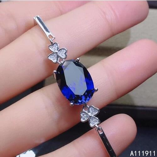 KJJEAXCMY fine jewelry 925 sterling silver inlaid Natural sapphire noble female Bracelet support detection fashion