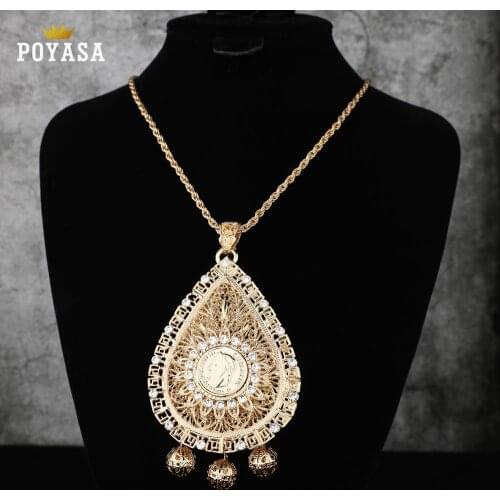 Gold Color Fashion Ethnic Women Vintage Pendant Necklace Wedding Jewelry