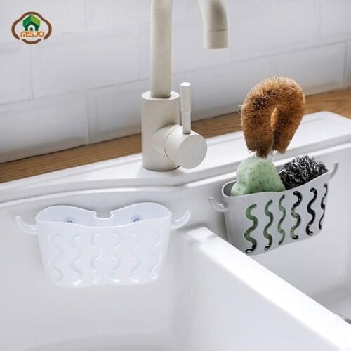 Msjo Kitchen Organizer Hanging Storage Holder Baskets Drain Bag Sink Sponge Multi-purpose Accessories Wash Sink Shelf