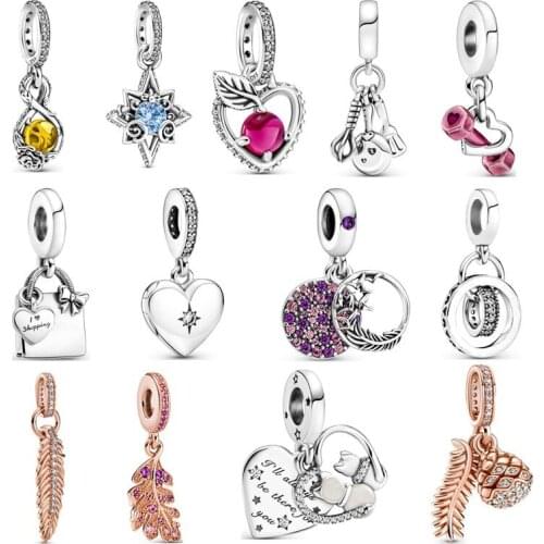 2021 Fall New Style 925 Silver Dumbbell Heart-shaped Cute Piggy Bank Charm Suitable For Original Diy Bracelet Making Jewelry