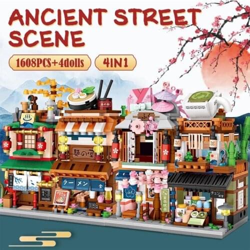 New Technical Diamond Mini Blocks City Street View Scene Japanese Retail Store Architectures MOC Building Christmas Toy For Kids