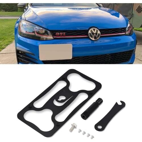 Front Bumper Tow Hook License Plate Mount Brackets Holder Fit For Volkswagen 2015-2017 Golf GTI Mk7 - No Drilling