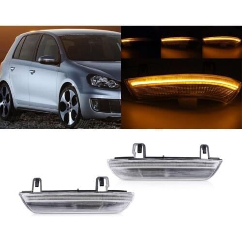 Fits For VW MK5 Golf5 GTI R32 Rabbit B5.5 B6 Passat EOS Sharan Jetta 2x Dynamic Sequential Amber Led Side Mirror Blinker Lights