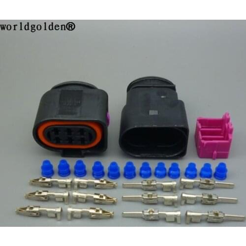 Worldgolden 6 Pin 1J0973733 1J0 973 733 3.5 Auto LSU 4.2 Oxygen Sensor Connector Throttle Plug For VW AUDI PASSAT Bora