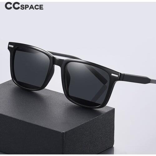 46920 Tr90 Plastic Titanium Square Polarized Sunglasses Fashion Mens and Womens Sunshade Uv400 Retro Cool Black Sunglasses