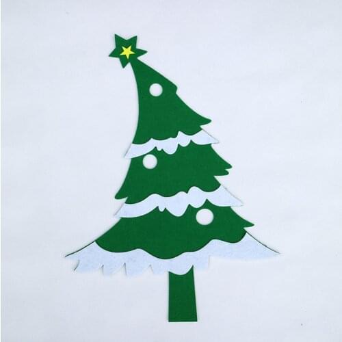 T-N Green Christmas Tree Snow Flake Felt Craft Wall Sticker School Children Blackboard Decoration Kindergarten DIY Handmade Toys