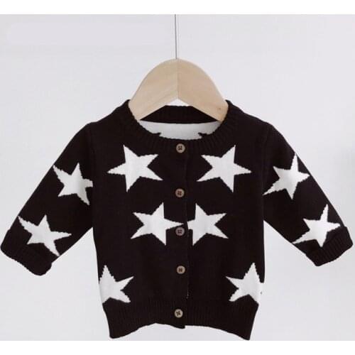 Newborn New Autumn Kids Star Sweaters for Baby Boys Girls Cute Pattern Knit Cardigan Toddler Child Boys Cotton Outfits Clothes