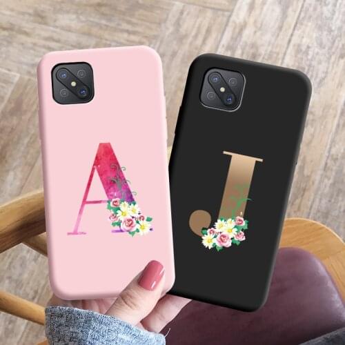 For OPPO Reno 4z 5G Case flower Letter Black Phone Shell For OPPO Reno 4z 5G Soft TPU Silicone Fall Prevention Back Cover