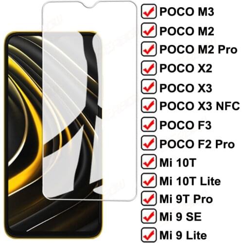 9D Full Protection Glass for POCO M3 M2 F2 Pro F3 X3 NFC Tempered Sceen Protector for Xiaomi Mi 9 SE 10T Lite 9T Pro Glass Film