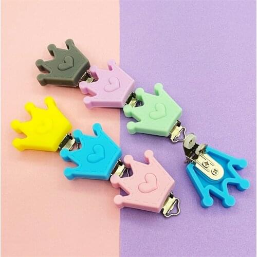 10Pcs Crown shape Silicone Pacifier Clips Holder Silicone Dummy Chain Accessories Bpa Free Baby Teething Necklace DIY