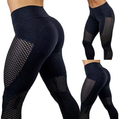 Women Fitness Leggings Running Gym Sport High Waist Pants Trousers Breathable Fitness Mesh Stretch Ladies Long Slim Pants