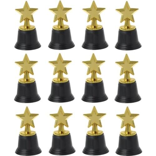 12PCS Star Gold Award Trophies 4.5\" Gold Star Trophy For Awards Winners Oscar Awards Hollywood Parties Bulk School Kindergarten