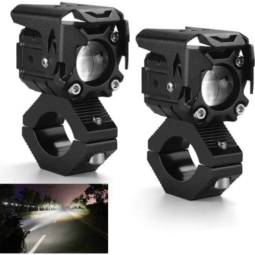 2pcs Motorcycle Mini Spotlights 25W Driving Light Extra Light Single Lens Dual Color White Yellow 12V For Motor Car Offroad