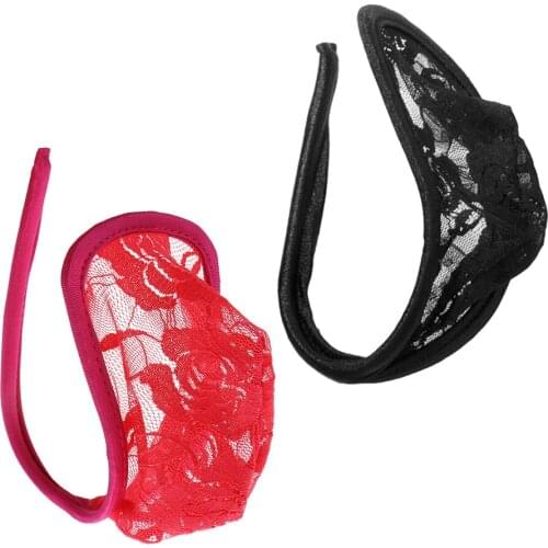 2x Sexy Men Sheer C-String Thong Breathable Invisible Underwear Panties Briefs Black+Pink