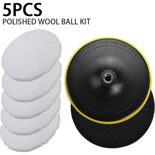 5pcs Wool Pads Waxing Polishing Buffing Pad Wheel Car Auto Car Paint Care Polisher Pads For Power Tools 7'' 180mm