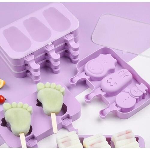 BalleenShiny Household Ice Cream Molds Homemade Popsicle Ice Cream Sorbet Frozen Ice Cubes Childrens Silicone Food Grade Molds