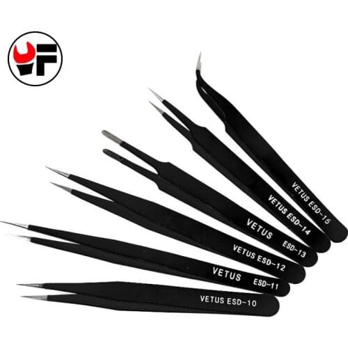 Free Shipping 6Pcs/Set Hand Tools Stainless Steel Anti-Static ESD Tweezers For Elctronical Phone Laptop Repair Tool Tweezers