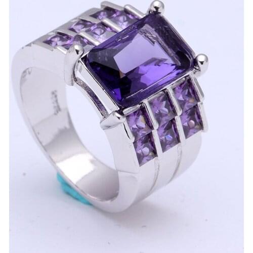 Large women Silver Color engagement rings New vintage purple red cz promise Jewelry Wedding gift for girl luxury promise rings