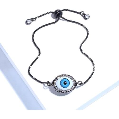 Black Evil Eye Bracelet for Women CZ Rainbow Turkish Copper Inlay Zircon Blue crystal Bracelet Girls Evil Eye Jewelry wholesale