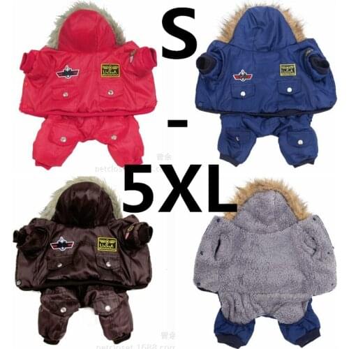 Hot Winter Warm Thick For Large Small Dog Pet Clothes Padded Hoodie Jumpsuit Pants Apparel XS-5XL Hot New Arrival Free Shipping