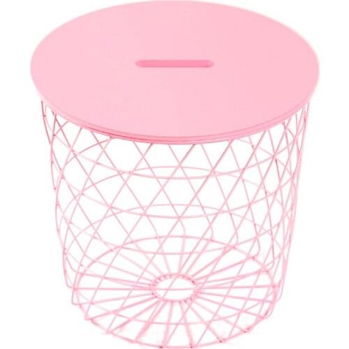 Nordic Wrought Iron Coffee Table Simple Modern Sofa Bed Bedroom Bedside Storage Basket Storage Small Round Table