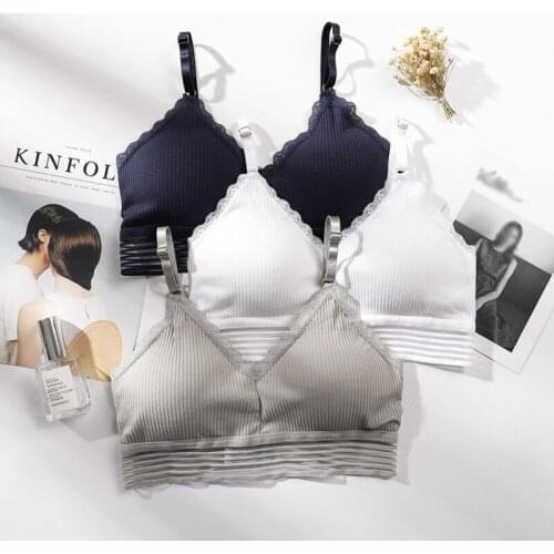 Lace Wirefree Bras For Women Sexy Lingerie Seamless Padding Bra Cropped Top Lace Underwear Female Brassiere Push Up Bra