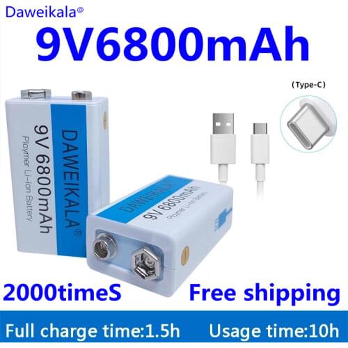 New 9V 6800mAh li-ion Rechargeable battery Micro USB Batteries 9 v lithium for Multimeter Microphone Toy Remote Control KTV use