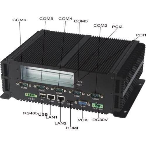 LVDS Mini Itx Fanless Box PC intel P8600 processor Dual LAN 6*RS232 COM Port industrial PC