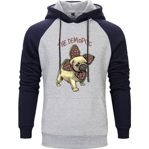 The Demopug Dog Raglan Hoody For Mens Streetwear Fashion Clothing Standard Pullovers Tops Long Sleeve 2020 New Arrival Homme