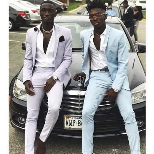 Mens Suits Slim Fit Two Pieces Beach Groomsmen Wedding Tuxedos For Men Peaked Lapel Cheap Formal Prom Suit (Jacket+Pant