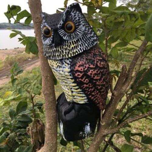 New Hot Sale Realistic Bird Scarer Rotating Head Sound Owl Prowler Decoy Protection Repellent Pest Control Scarecrow Garden Yard