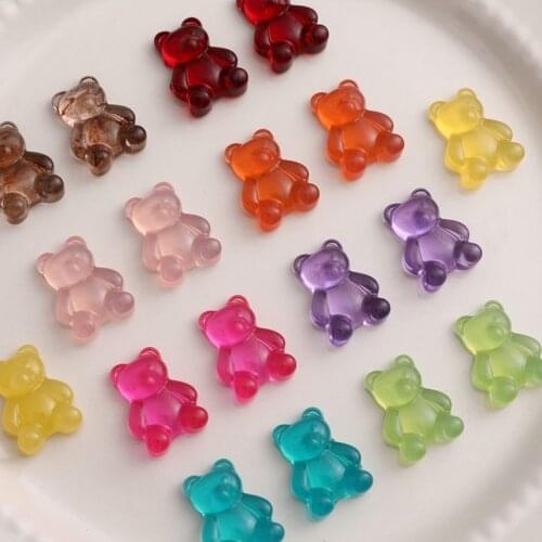 New style 50pcs/lot color print cute cartoon bears shape flatback beads without holes diy jewelry earring/garment accessory