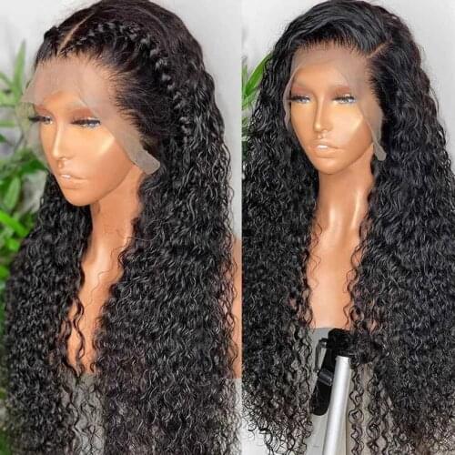 Curly Human Hair Wig HD Transparent Lace Frontal Wigs 30 Inch Kinky Curly Lace Front Human Hair Wigs Pre Plucked 4x4 Closure Wig