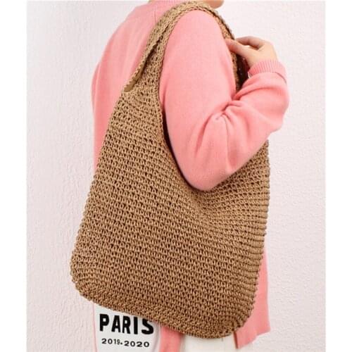New Handmade Casual Soft Large-capacity Straw Beach Bag for Women Hobo Bag Style One-shoulder Bag IL00585