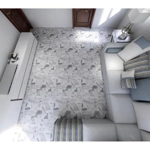 PVC gray geometric cement brick antique brick non-slip waterproof self-adhesive 3D floor sticker tiles bathroom 3D wallpaper