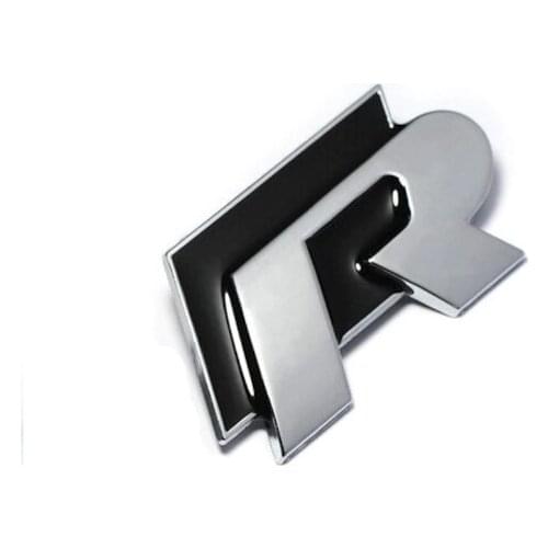 R-Line 3D black front grille logo metal bolted-Black R-Line