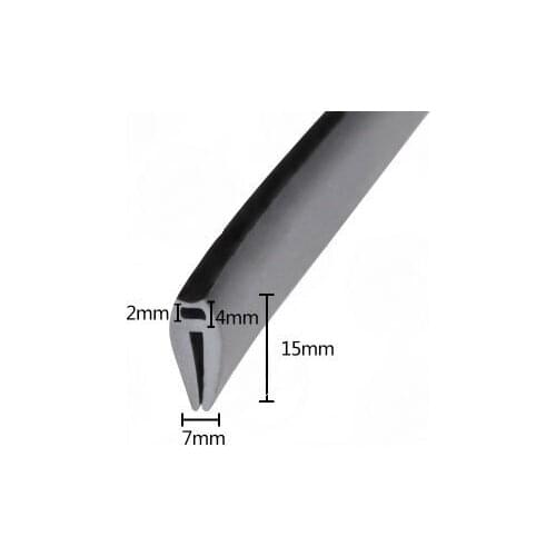 Rubber Sealing U Strip 15x7x15mm for 1.5 - 2mm thick Glass Metal Car Wood Panel Board Edge Encloser Shield Black