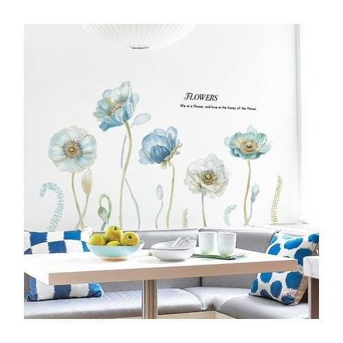 Romantic Fresh Flower 3D Wall Stickers Bedroom Room Decoration Wallpaper Living Room Decor Wall Painting Home Decor Wall Art