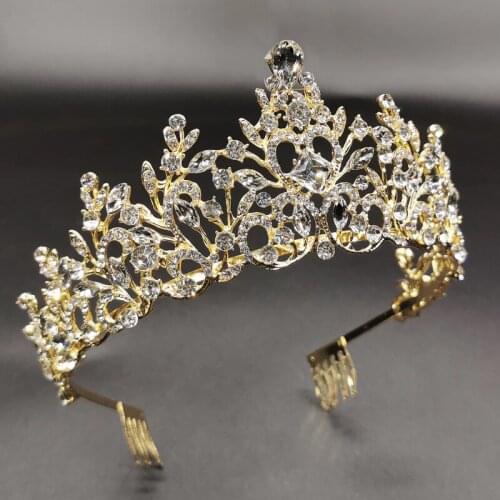Crystal Bridal Tiaras Queen Big Crowns Women Royal Rhinestone Baroque Pageant Diadem Vintage Wedding Hair Accessories Jewelry
