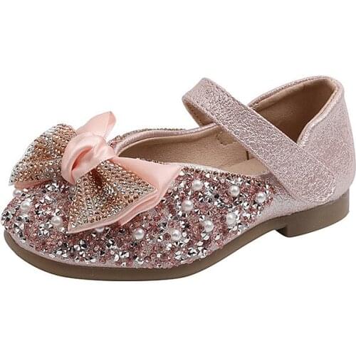 Girls' Flats Bow-knot 2021 New Fashion Childrens Rhinestone Princess Shoes Kids Beach Shoes Performance Sweet for Party Chic