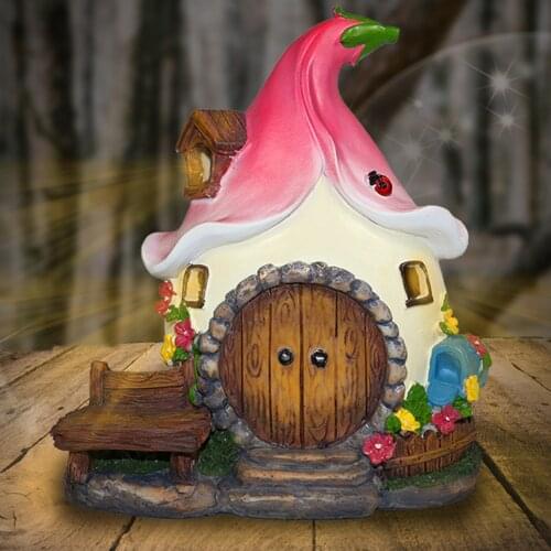 Fairy House Solar Light Outdoor Waterproof Garden Lawn Lamp Resin Pathway Decorations